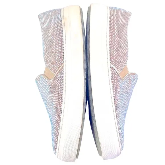 SAINT JACK Sparkling Crystal Covered Leather Platform Slip-On Sneakers —‎ SZ 8