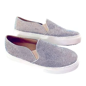 SAINT JACK Sparkling Crystal Covered Leather Platform Slip-On Sneakers —‎ SZ 8