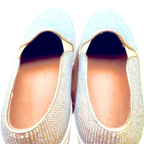 SAINT JACK Sparkling Crystal Covered Leather Platform Slip-On Sneakers —‎ SZ 8