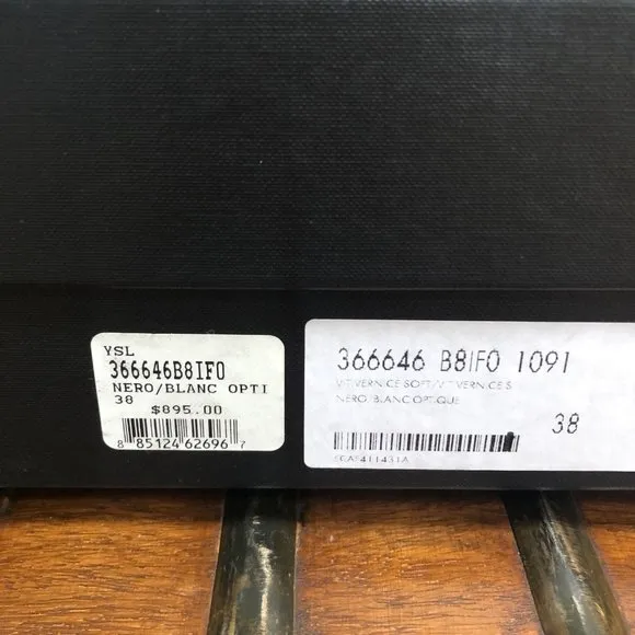 Saint Laurent Black and White Mary Jane Patent Leather Shoes $895