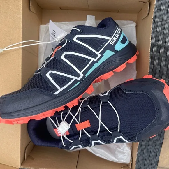 Salomon Navy and Coral Trail Running Shoes