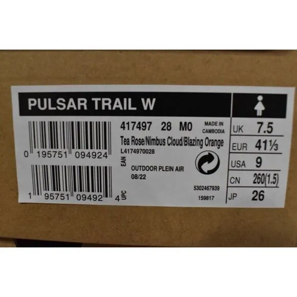 Salomon Womens Size 9 Pulsar Trail Rose Cloud Orange Running Shoes Sneakers