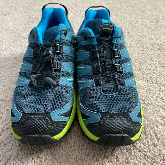 Salomon XA Pro Shoes Youth 4 Blue Green Waterproof Hiking Trail Outdoor Nature