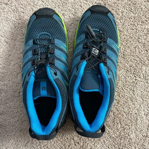Salomon XA Pro Shoes Youth 4 Blue Green Waterproof Hiking Trail Outdoor Nature