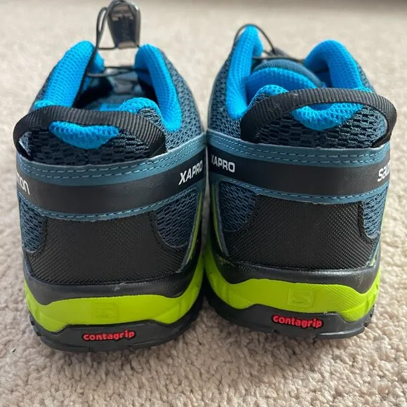 Salomon XA Pro Shoes Youth 4 Blue Green Waterproof Hiking Trail Outdoor Nature