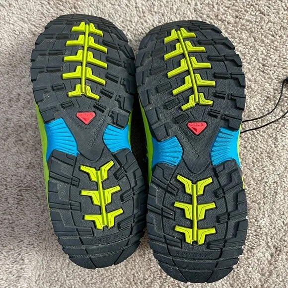 Salomon XA Pro Shoes Youth 4 Blue Green Waterproof Hiking Trail Outdoor Nature