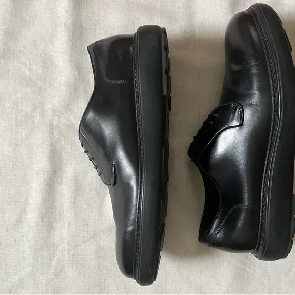 Salvatore Ferragamo Black Leather Oxford Derby Shoes US 12