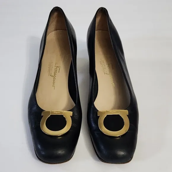 Salvatore Ferragamo Black Leather Pumps