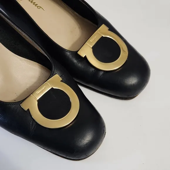Salvatore Ferragamo Black Leather Pumps