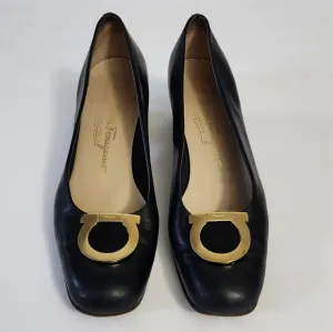 Salvatore Ferragamo Black Leather Pumps