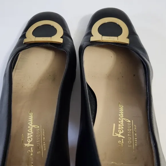 Salvatore Ferragamo Black Leather Pumps