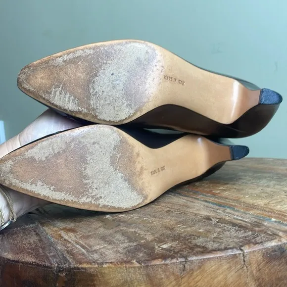 Salvatore Ferragamo Leather Copper and Black Patent Leather Pumps Heels Sz 9