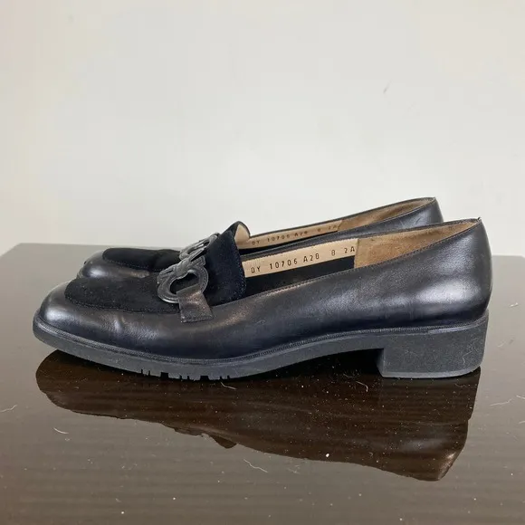 Salvatore Ferragamo Leather Loafer Block Heel Shoes Women's 8