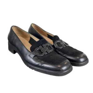 Salvatore Ferragamo Leather Loafer Block Heel Shoes Women's 8