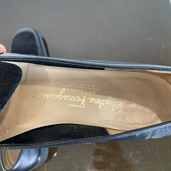 Salvatore Ferragamo Leather Loafer Block Heel Shoes Women's 8