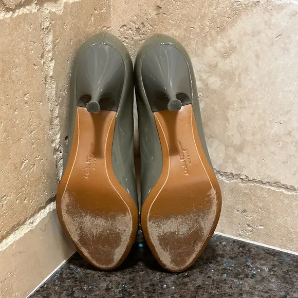 Salvatore Ferragamo Sage Patent Leather PeepToe Pumps