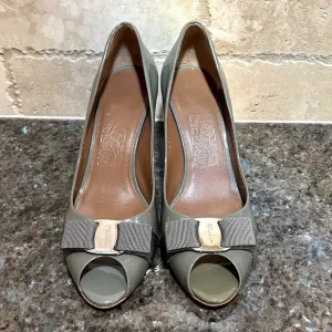 Salvatore Ferragamo Sage Patent Leather PeepToe Pumps