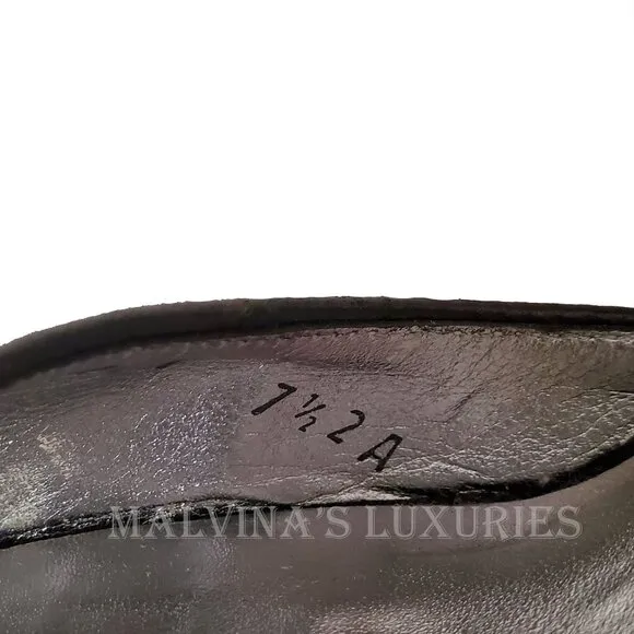 SALVATORE FERRAGAMO SHOES BLACK VELVET BRAY HIGH HEEL SANDALS sz 7.5
