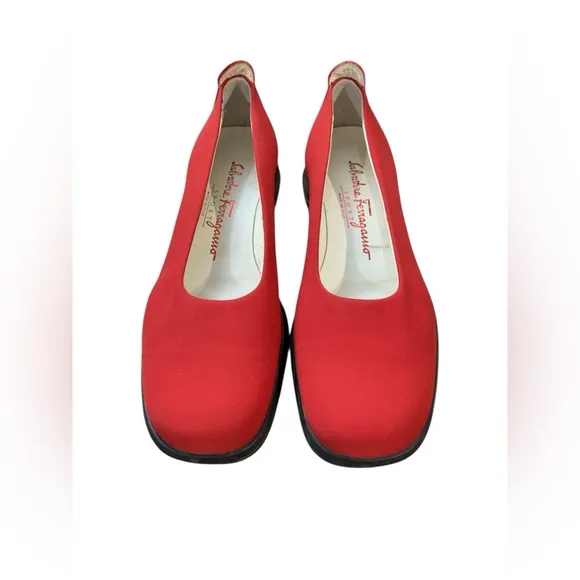 Salvatore Ferragamo Sport Comfort Shoes Red Fabric  Size 6.5