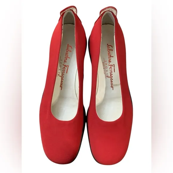 Salvatore Ferragamo Sport Comfort Shoes Red Fabric  Size 6.5