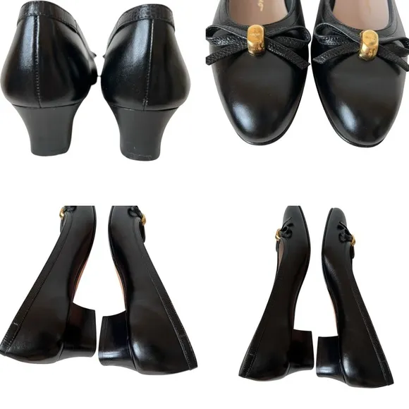 Salvatore Ferragamo Women's Black Leather Shoes size 8 AAAA new