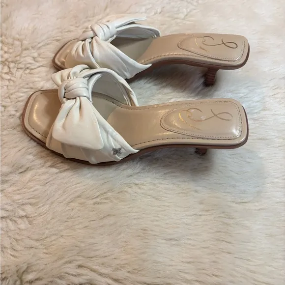 Sam Edelman Darcie Modern Ivory Squared Open Toe Kitten Heel size 10