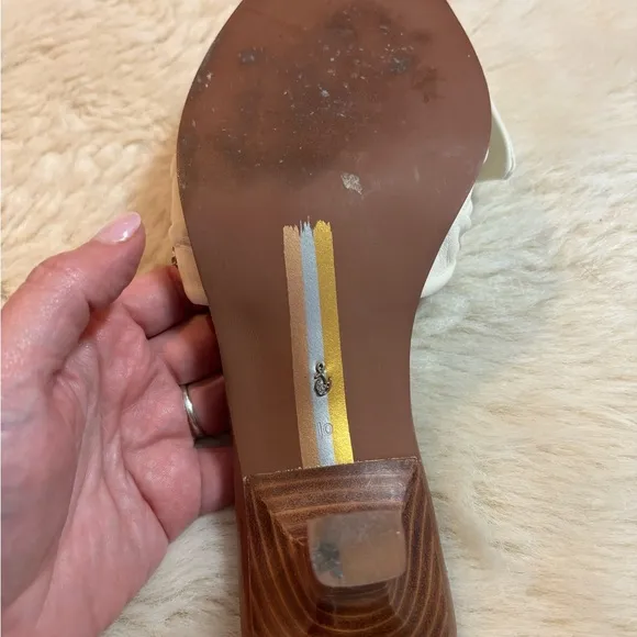 Sam Edelman Darcie Modern Ivory Squared Open Toe Kitten Heel size 10