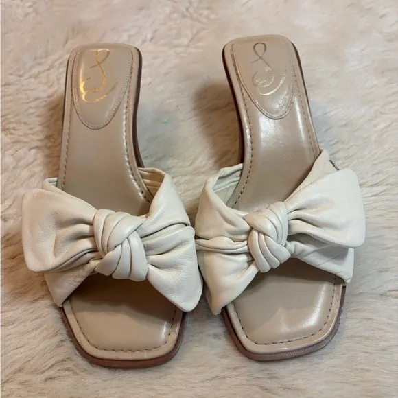 Sam Edelman Darcie Modern Ivory Squared Open Toe Kitten Heel size 10