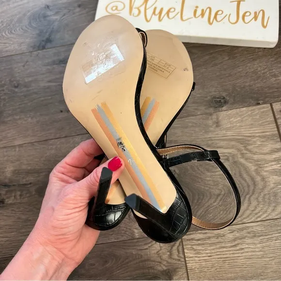 Sam Edelman Doran Croc Embossed Strappy Sandals NWOT