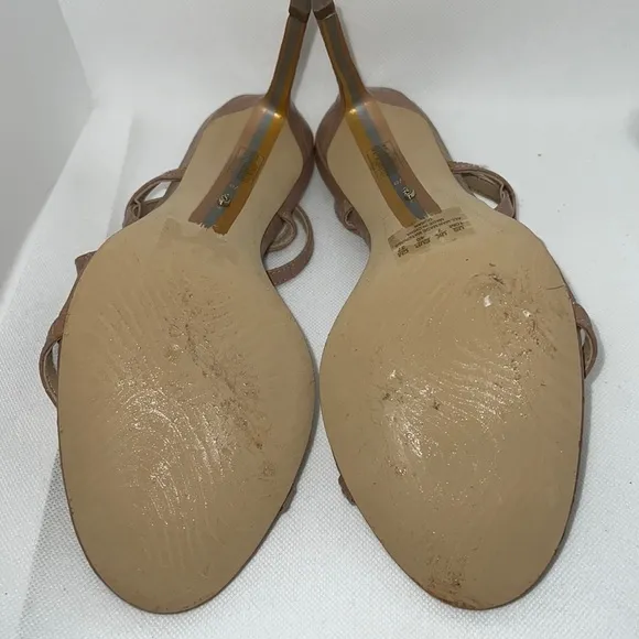 Sam Edelman Doran Maple croc embossed print leather heels sandals nude Sz 10 M