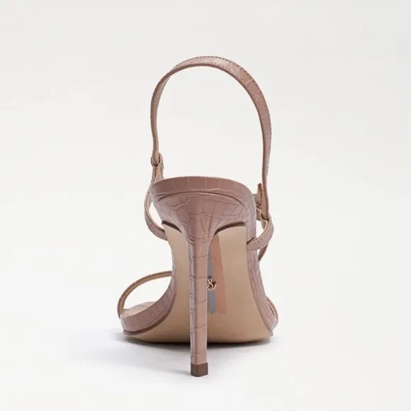 Sam Edelman Doran Maple croc embossed print leather heels sandals nude Sz 10 M