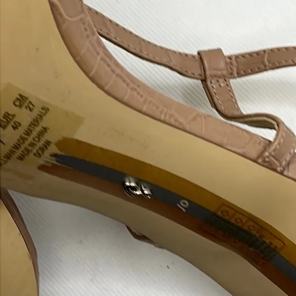 Sam Edelman Doran Maple croc embossed print leather heels sandals nude Sz 10 M