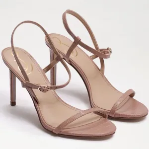 Sam Edelman Doran Maple croc embossed print leather heels sandals nude Sz 10 M