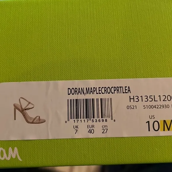 Sam Edelman Doran Maple croc embossed print leather heels sandals nude Sz 10 M