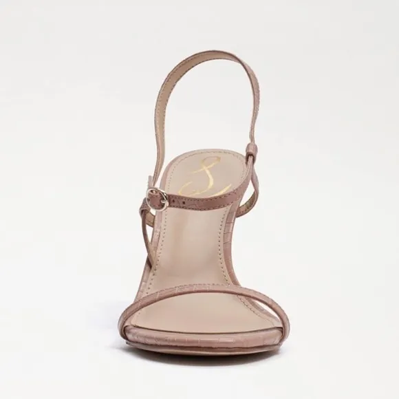 Sam Edelman Doran Maple croc embossed print leather heels sandals nude Sz 10 M
