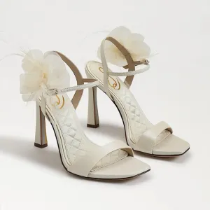 Sam Edelman Leana Silk Flower Strappy Sandals Dress Formal Heels Pearl Ivory 8.5
