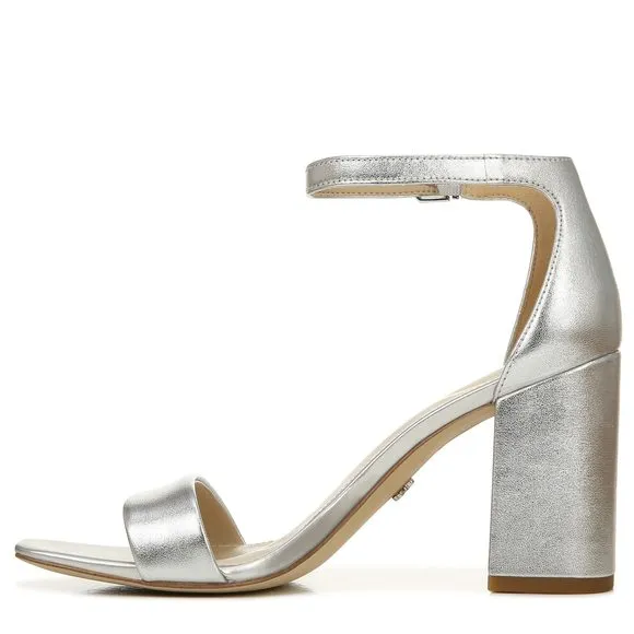 SAM EDELMAN WOMENS DANIELLA HEELED SANDAL, SOFT SILVER, 7.5 US