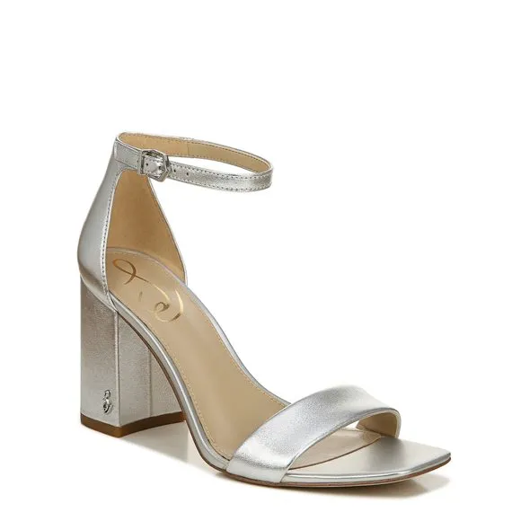 SAM EDELMAN WOMENS DANIELLA HEELED SANDAL, SOFT SILVER, 7.5 US