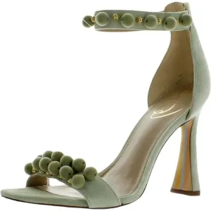 Sam Edelman Womens Luella Green Suede Beaded Ankle Strap Heels Shoes New
