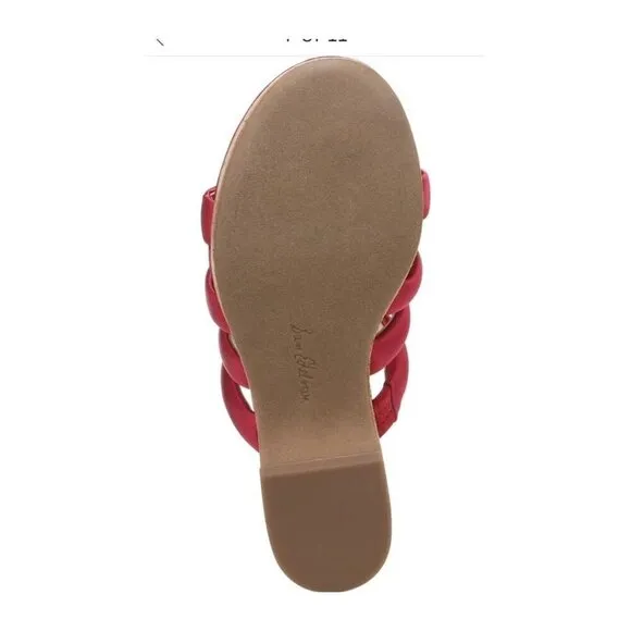 Sam Edelman Womens Red Satin Strappy Open Toe Cork Wedge Sandals Sz 8.5 M NIB