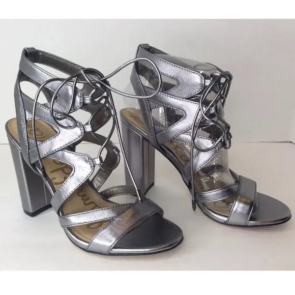 Sam Edelman Yardley Silver Leather Strappy Shoes 6