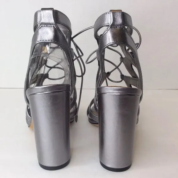 Sam Edelman Yardley Silver Leather Strappy Shoes 6