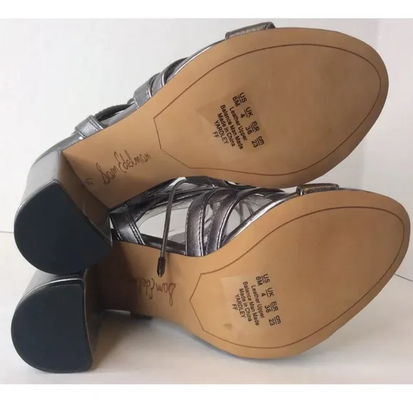 Sam Edelman Yardley Silver Leather Strappy Shoes 6