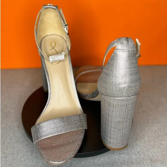 Sam Edelman Yaro Block Heel Ankle Strap Silver Purple NEW Size 10.5