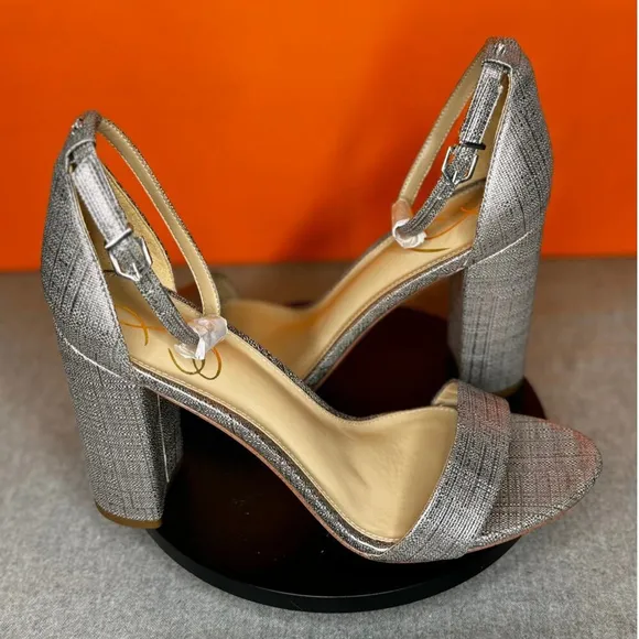Sam Edelman Yaro Block Heel Ankle Strap Silver Purple NEW Size 10.5