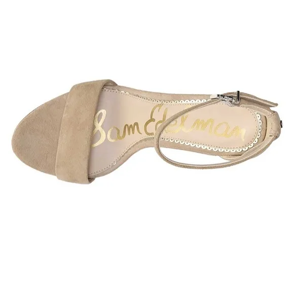 Sam Edelman Yaro Oatmeal suede ankle strap sandals block heels Sz 10 1/2 M new