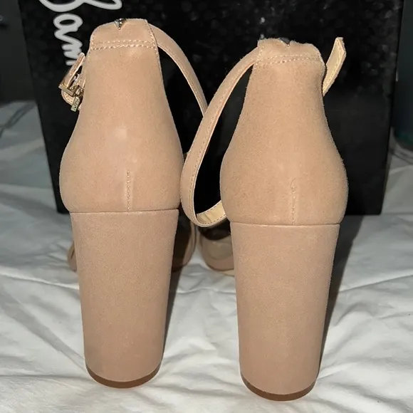 Sam Edelman Yaro Oatmeal suede ankle strap sandals block heels Sz 10 1/2 M new