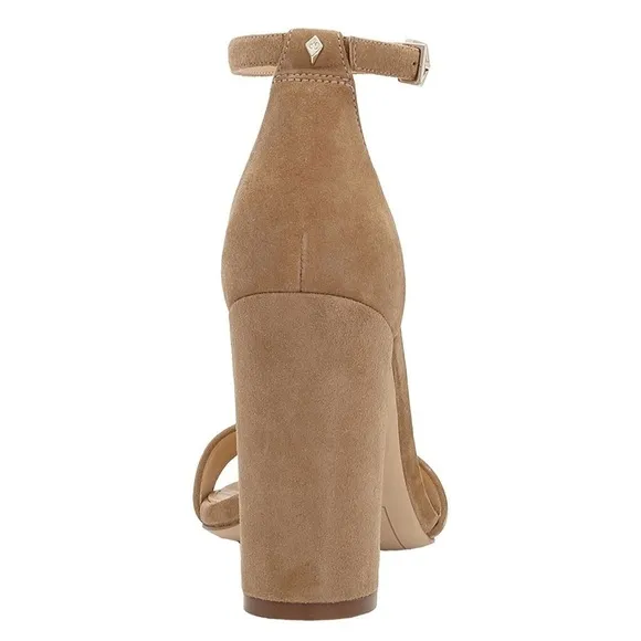 Sam Edelman Yaro Oatmeal suede ankle strap sandals block heels Sz 10 1/2 M new