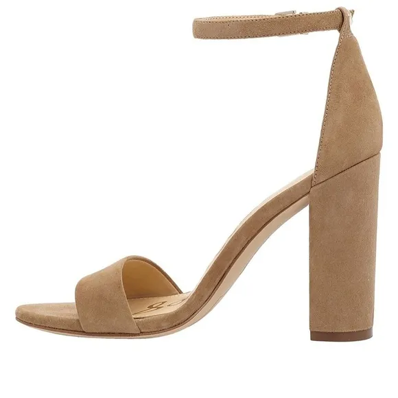 Sam Edelman Yaro Oatmeal suede ankle strap sandals block heels Sz 10 1/2 M new