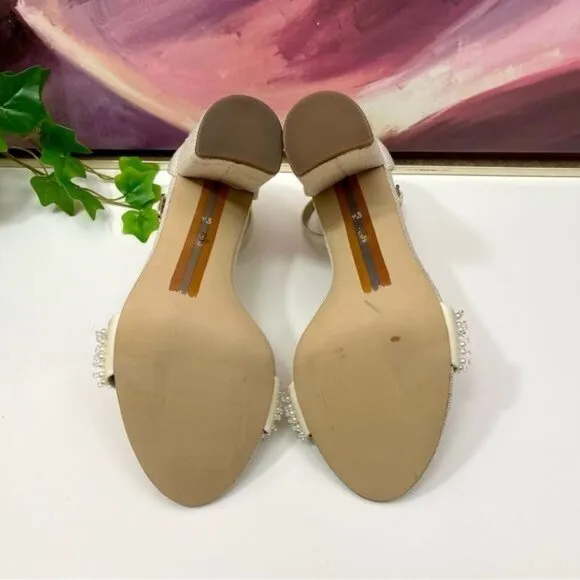 SAM EDELMAN Yaro Perl Block Heel Sandal in Modern Ivory Size 8.5
